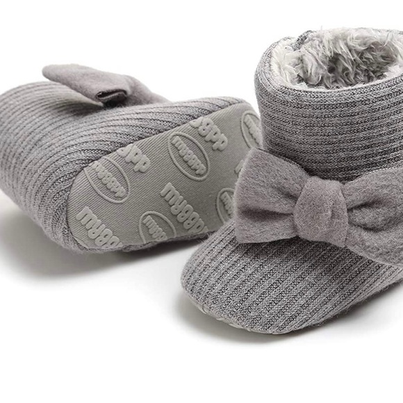 CLOUCKY Infant Girls Cute Bowknot Booties Baby Girl Warm Winter Snow Boots - Picture 3 of 7